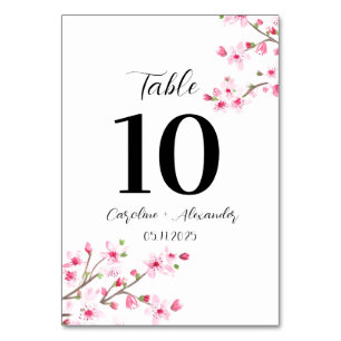 Cherry blossom Modern Oriental Sakura Wedding Table Number