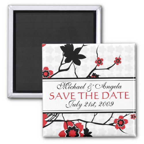 Cherry Blossom Modern Save The Date Magnet