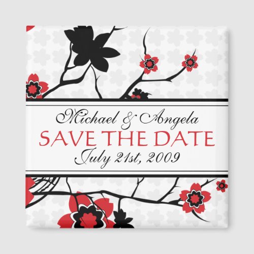 Cherry Blossom Modern Save The Date Magnet