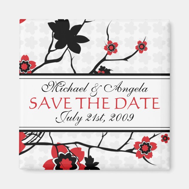 Cherry Blossom Modern Save The Date Magnet (Front)