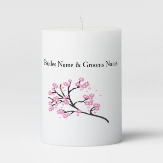 Cherry Blossom Modern Simple Elegant Wedding Ideas Pillar Candle
