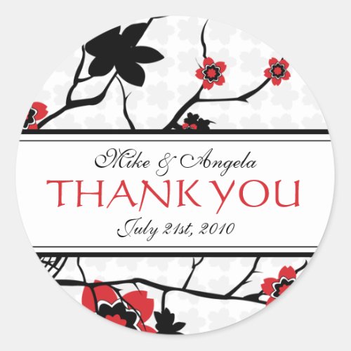 Cherry Blossom Modern Thank You Stickers