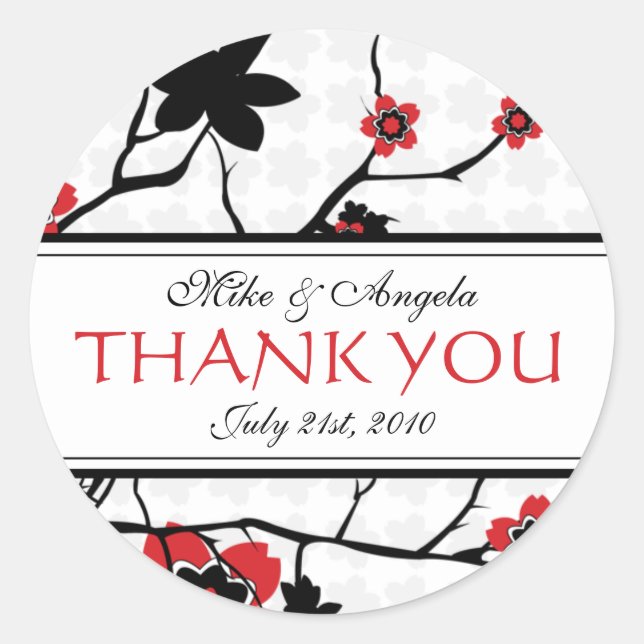 Cherry Blossom Modern Thank You Stickers (Front)