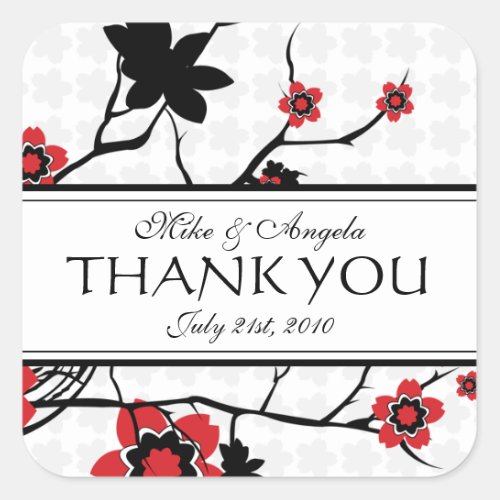 Cherry Blossom Modern Thank You Stickers