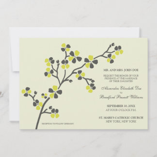 Cherry Blossom Modern Wedding Invitation :: citrus