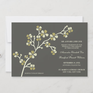 Cherry Blossom Modern Wedding Invitation :: olive