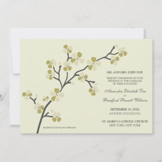 Cherry Blossom Modern Wedding Invitation :: olive