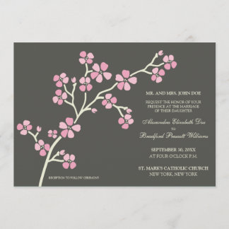 Cherry Blossom Modern Wedding Invitation :: pink