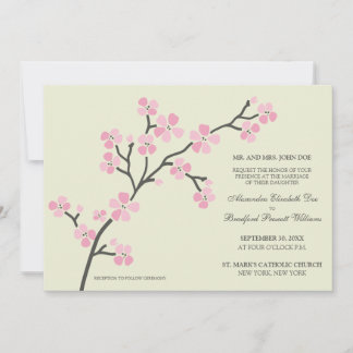 Cherry Blossom Modern Wedding Invitation :: pink