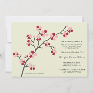 Cherry Blossom Modern Wedding Invitation :: red