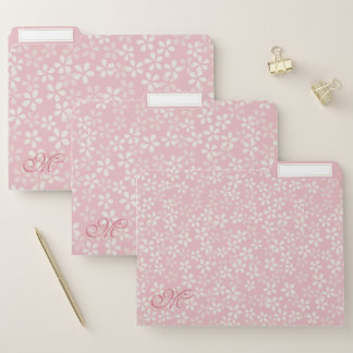 Cherry Blossom Monogram. Dusty Rose. Sakura. File Folder
