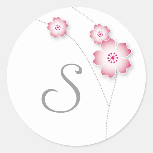 Cherry Blossom Monogram Sticker