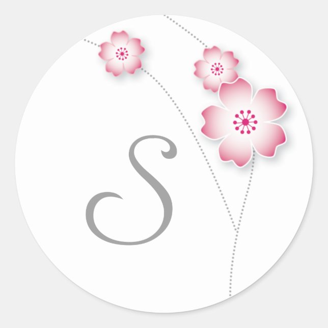 Cherry Blossom Monogram Sticker (Front)