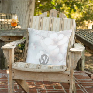 Cherry Blossom Monogram Throw Pillow