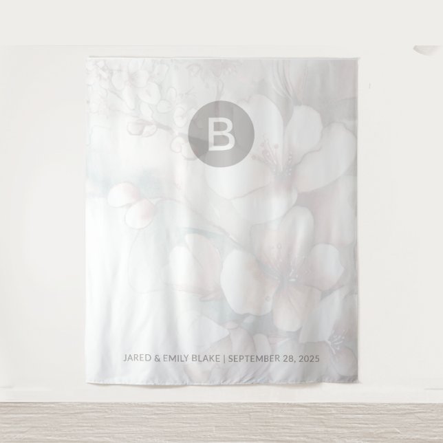 Cherry Blossom Monogram Wedding Backdrop (Front)