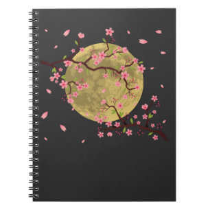 Cherry Blossom Moon Japanese Sakura Tree Notebook
