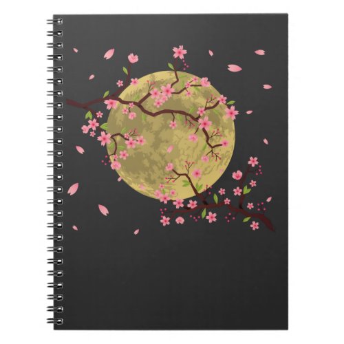 Cherry Blossom Moon Japanese Sakura Tree Notebook