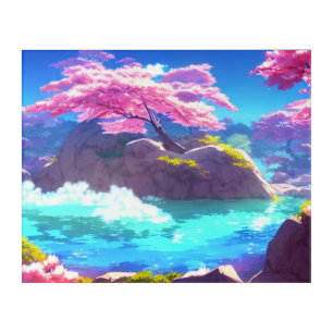 Cherry Blossom Mountain Acrylic Print