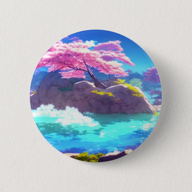 Cherry Blossom Mountain Button (Front)