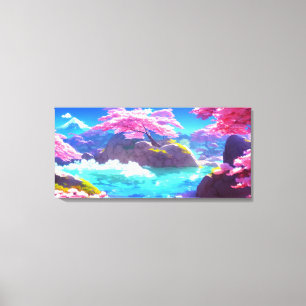 Cherry Blossom Mountain Canvas Print