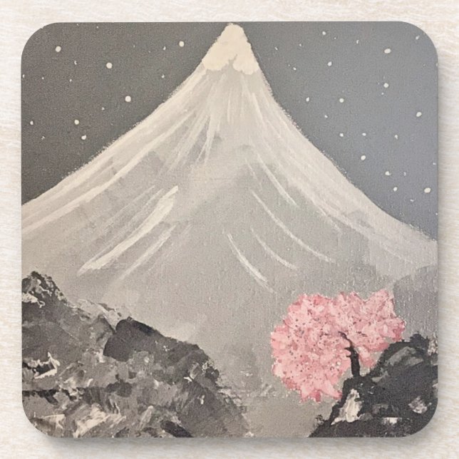 Cherry Blossom & Mountain Scene Coasters – Nature- (Front)