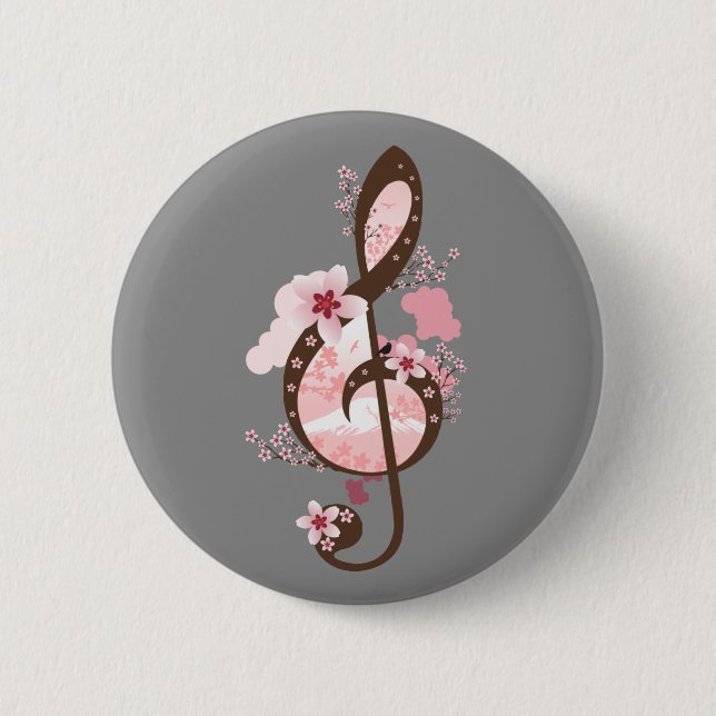 Cherry Blossom Music Button (Front)
