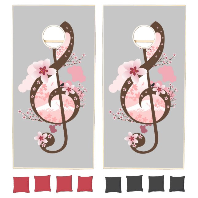 Cherry Blossom Music  Cornhole Set (Set)