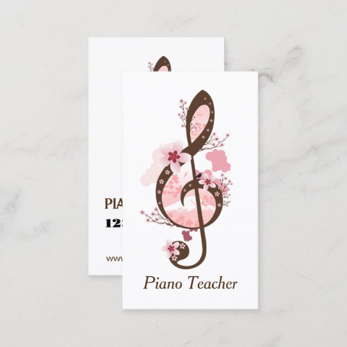 Cherry Blossom Music Piano Teacher Business Card