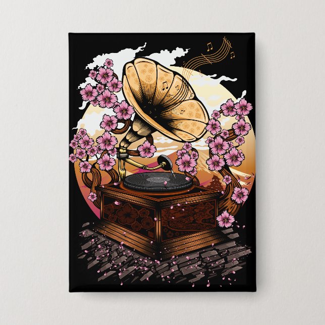 Cherry Blossom Musical Button (Front)
