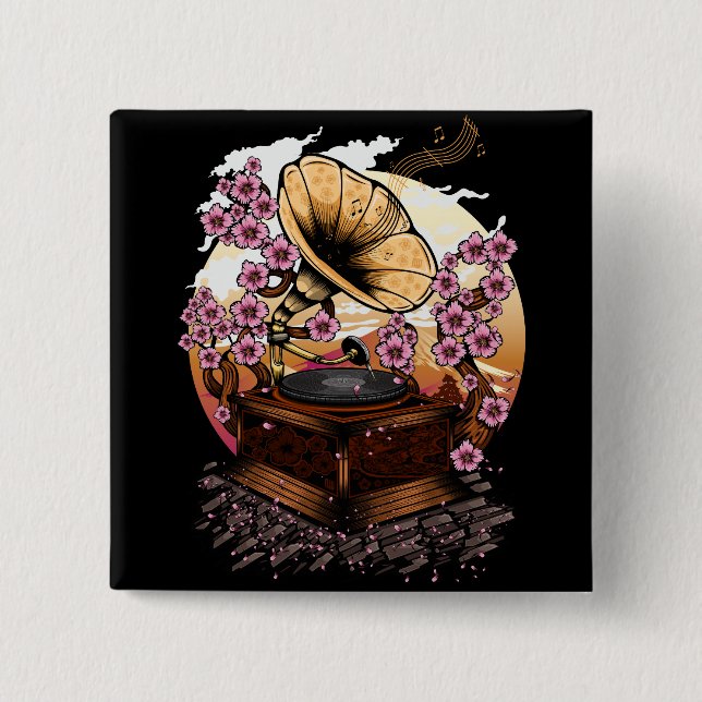 Cherry Blossom Musical Button (Front)