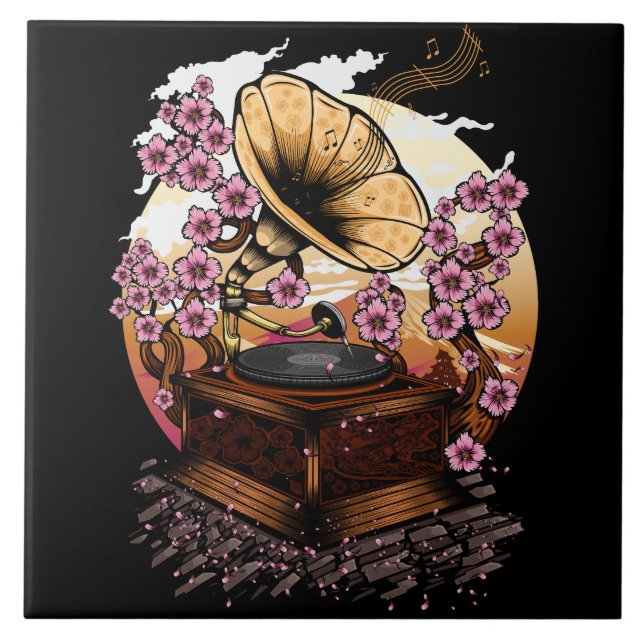 Cherry Blossom Musical Ceramic Tile (Front)