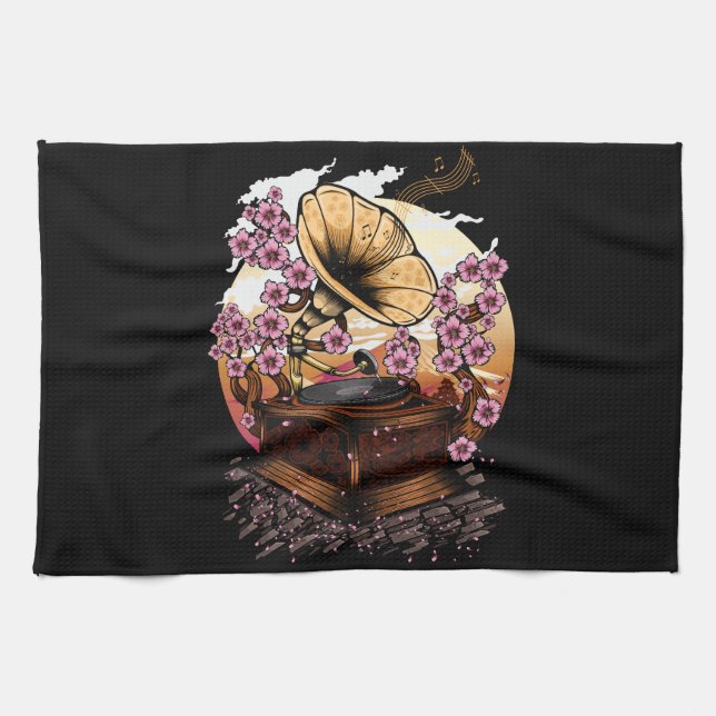 Cherry Blossom Musical Kitchen Towel (Horizontal)