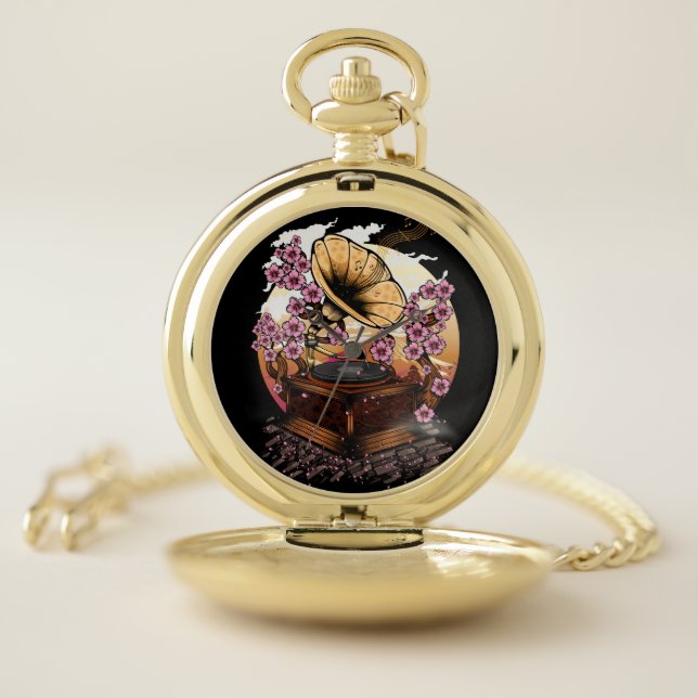 Cherry Blossom Musical Pocket Watch (Inside)
