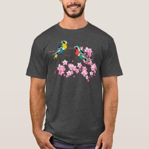 Cherry Blossom Nature Bird Animal Lover Sakura Hum T-Shirt