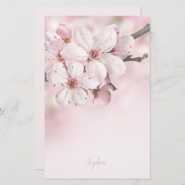 Cherry Blossom Note Pads Stationery (Front/Back)