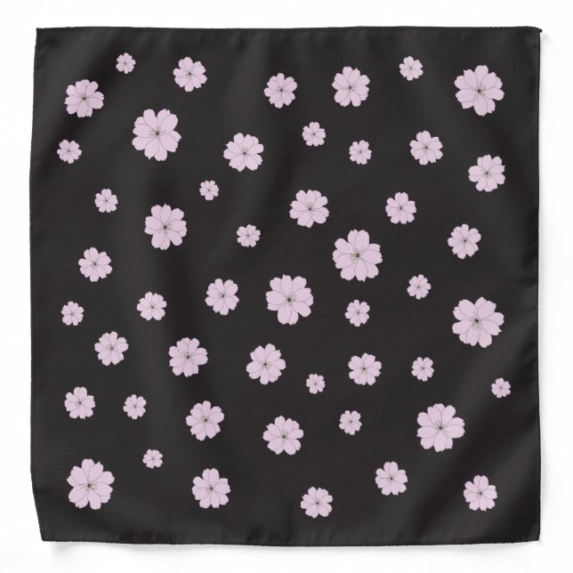Cherry blossom on black bandana (Front)