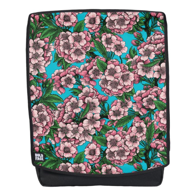 Cherry blossom on blue backpack (Front)