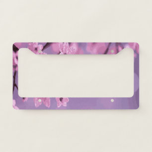 Cherry Blossom on Light Purple – Elegant Floral License Plate Frame