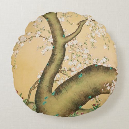 Cherry Blossom on the hill Round Pillow