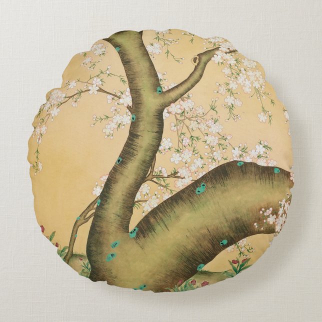 Cherry Blossom on the hill Round Pillow (Front)