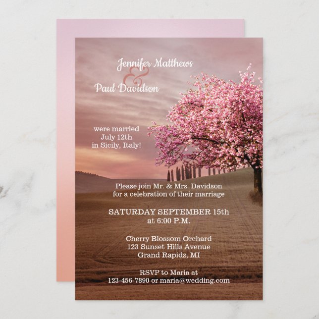 Cherry Blossom Orchard After Wedding Invitation (Front/Back)