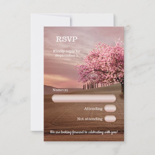 Cherry Blossom Orchard Tree Wedding RSVP Card