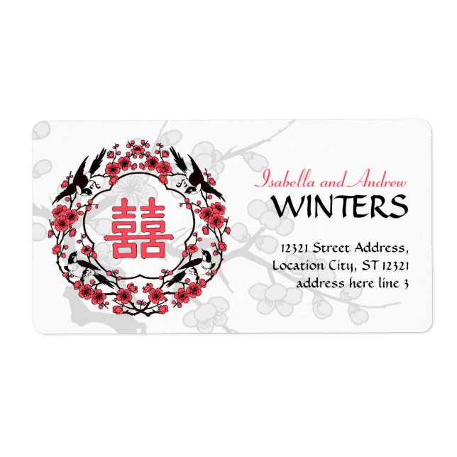 Cherry Blossom Oriental address label (Front)