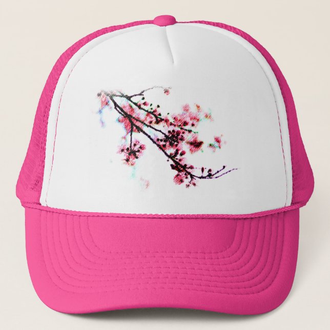 Cherry Blossom Painting Trucker Hat (Front)