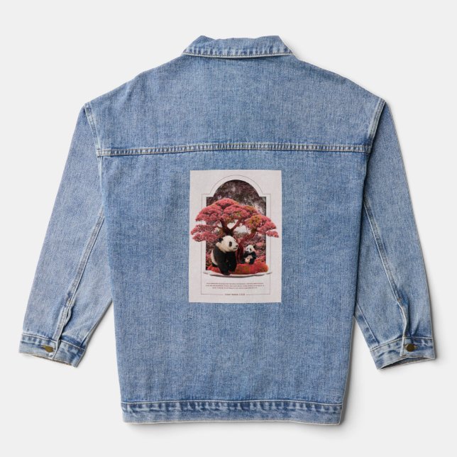 Cherry Blossom Panda Denim Jacket (Back)
