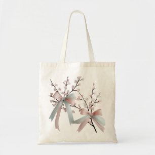 Cherry Blossom Pastel Bow Budget Tote Bag