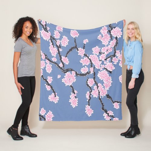 Cherry Blossom Pastel Pattern  Fleece Blanket