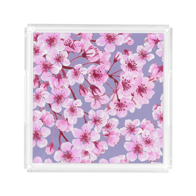 Cherry blossom pattern acrylic tray (Front)