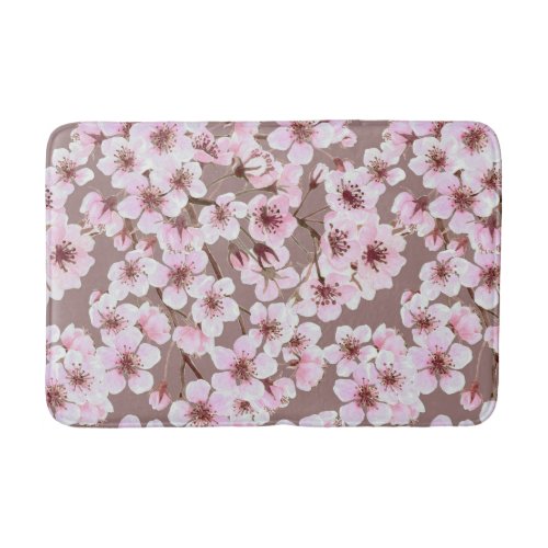 Cherry blossom pattern bathroom mat