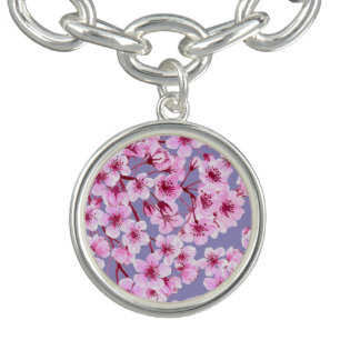 Cherry blossom pattern charm bracelet